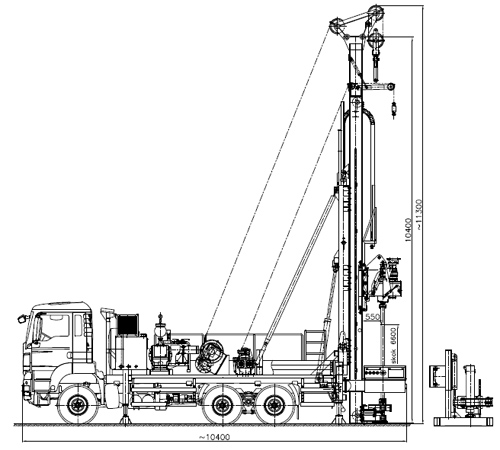 Wiertnica samochodowa H61S - w pozycji roboczej